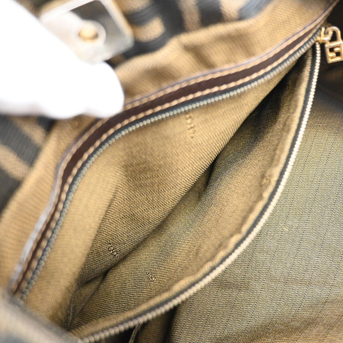 Fendi Vintage FF Handle Tote Zucca Canvas, BROWN, CANVAS, Tote bag