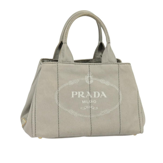 Prada Canapa Tote Canvas, GRAY, CANVAS, Tote bag