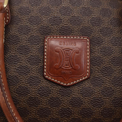Celine Vintage Macadam Handbag Canvas and Leather, BROWN, CANVAS, Handbag