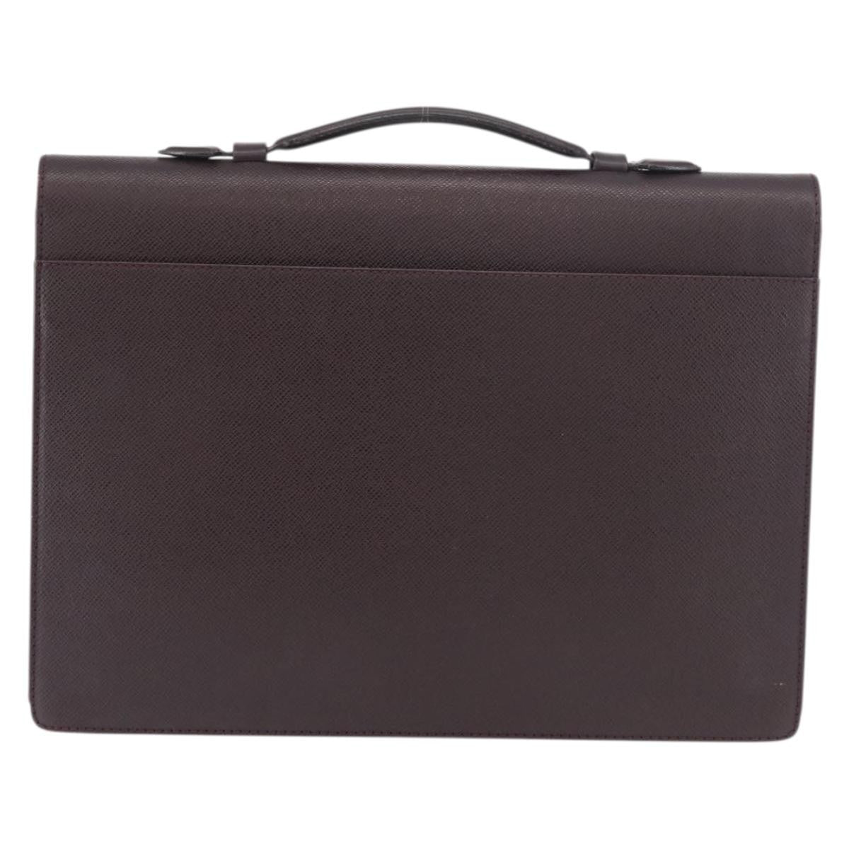 Louis Vuitton Serviette Kourad Briefcase Taiga Leather, Burgundy, Leather, Briefcase