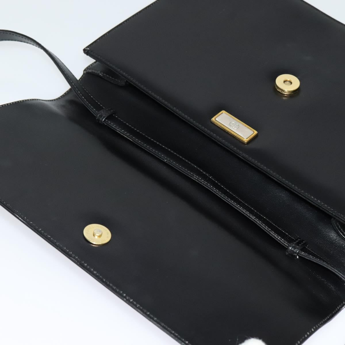 Gucci Vintage Flap Shoulder Bag Leather, BLACK, LEATHER, Shoulder bag