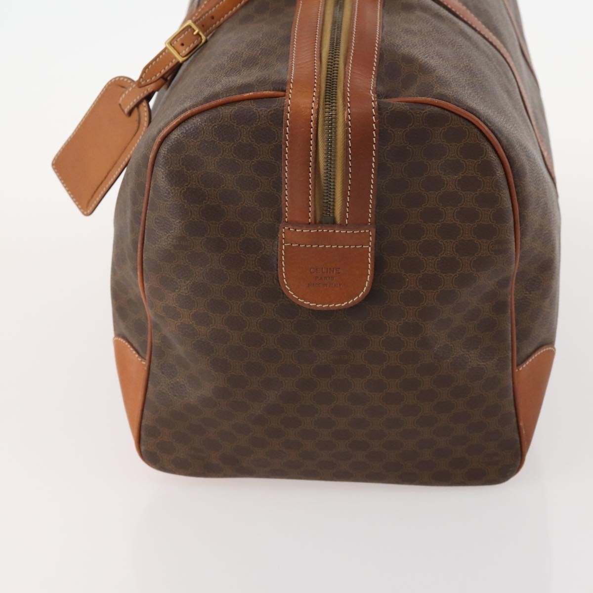 Celine Vintage Macadam Boston bag Canvas and Leather, BROWN, CANVAS, Travel bag