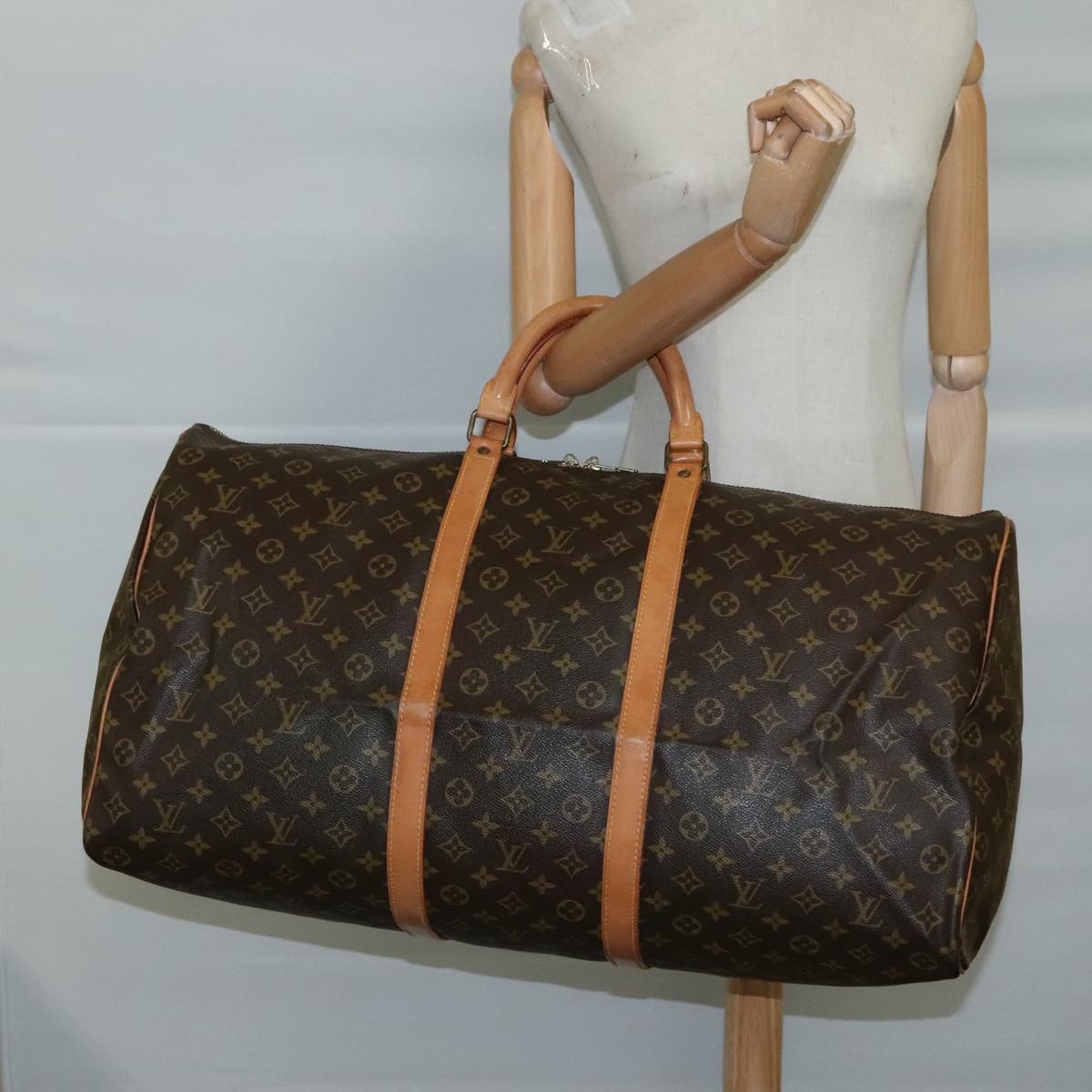 Louis Vuitton Keepall Bag Monogram Canvas, BROWN, CANVAS, Travel bag