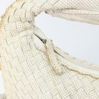 Bottega Veneta Veneta Hobo Perforated Intrecciato Nappa, WHITE, LEATHER, Handbag