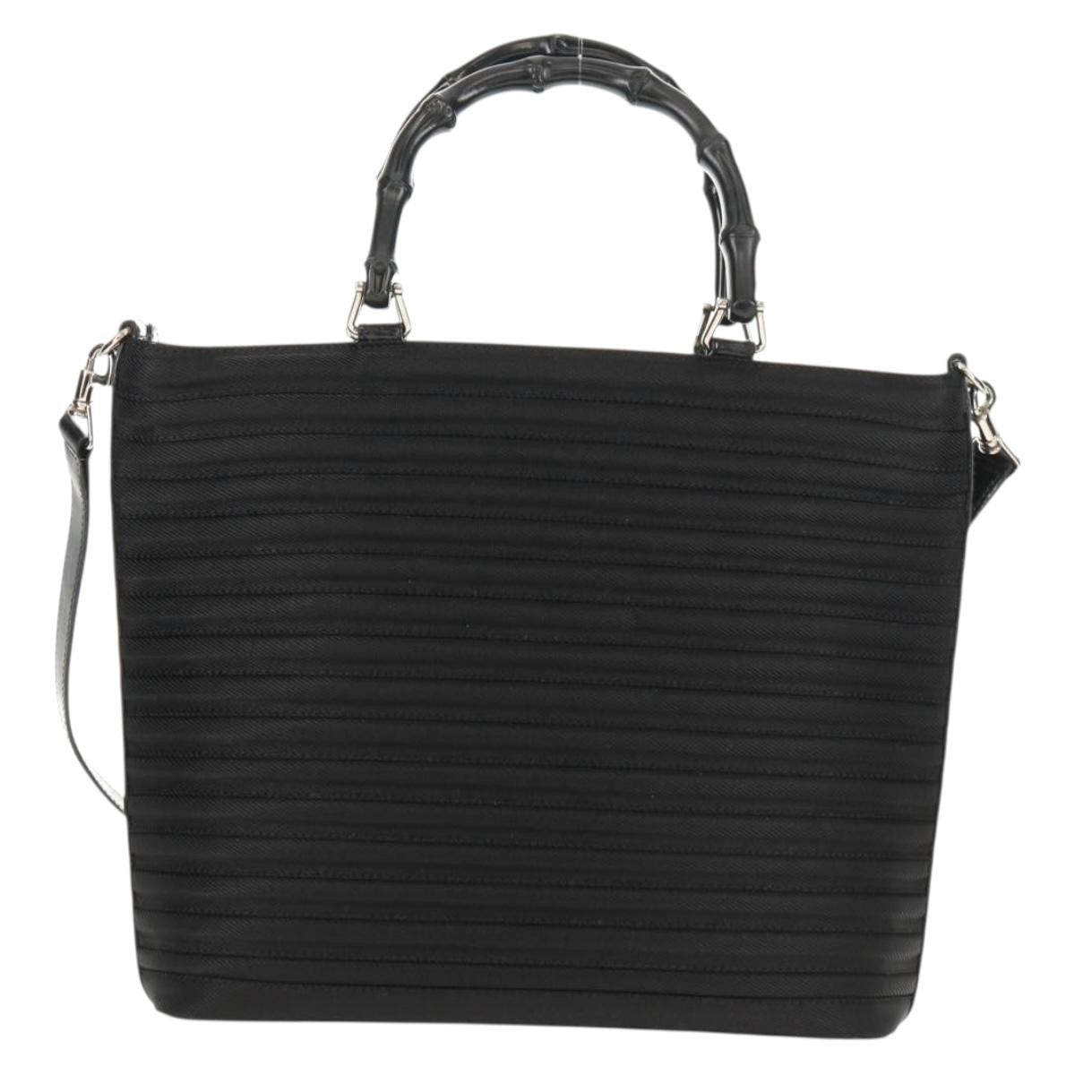Gucci Vintage Bamboo Handle Bag Nylon, BLACK, NYLON, Handbag