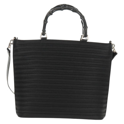 Gucci Vintage Bamboo Handle Bag Nylon, BLACK, NYLON, Handbag