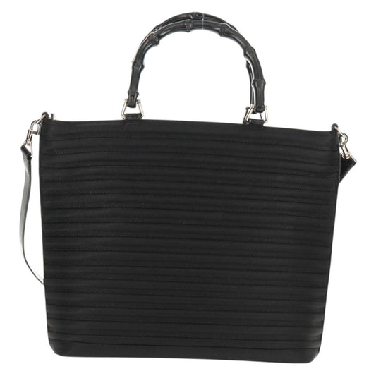 Gucci Vintage Bamboo Handle Bag Nylon, BLACK, NYLON, Handbag