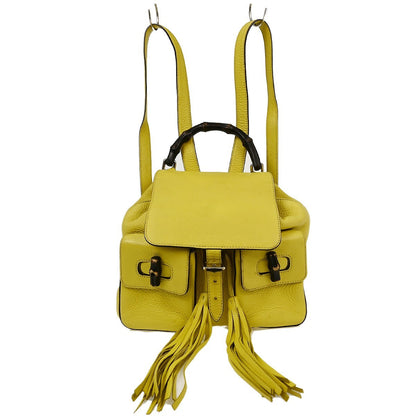 Gucci Bamboo Tassel Backpack Leather, YELLOW, LEATHER, Backpack