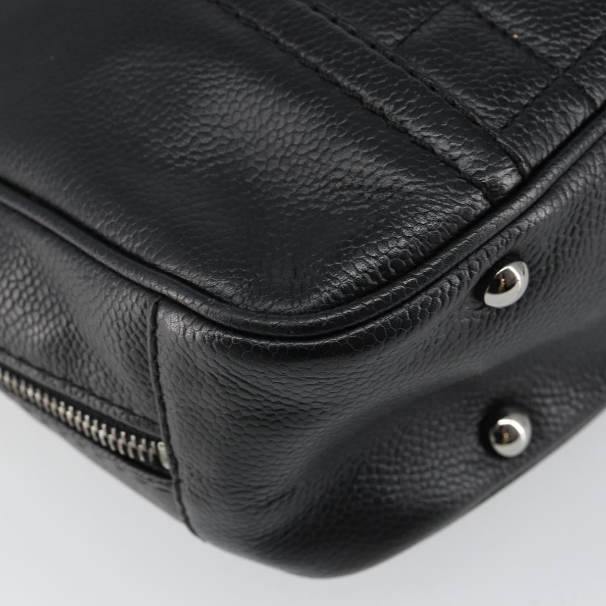 Chanel Vintage Button Tote Quilted Caviar, BLACK, LEATHER, Tote bag