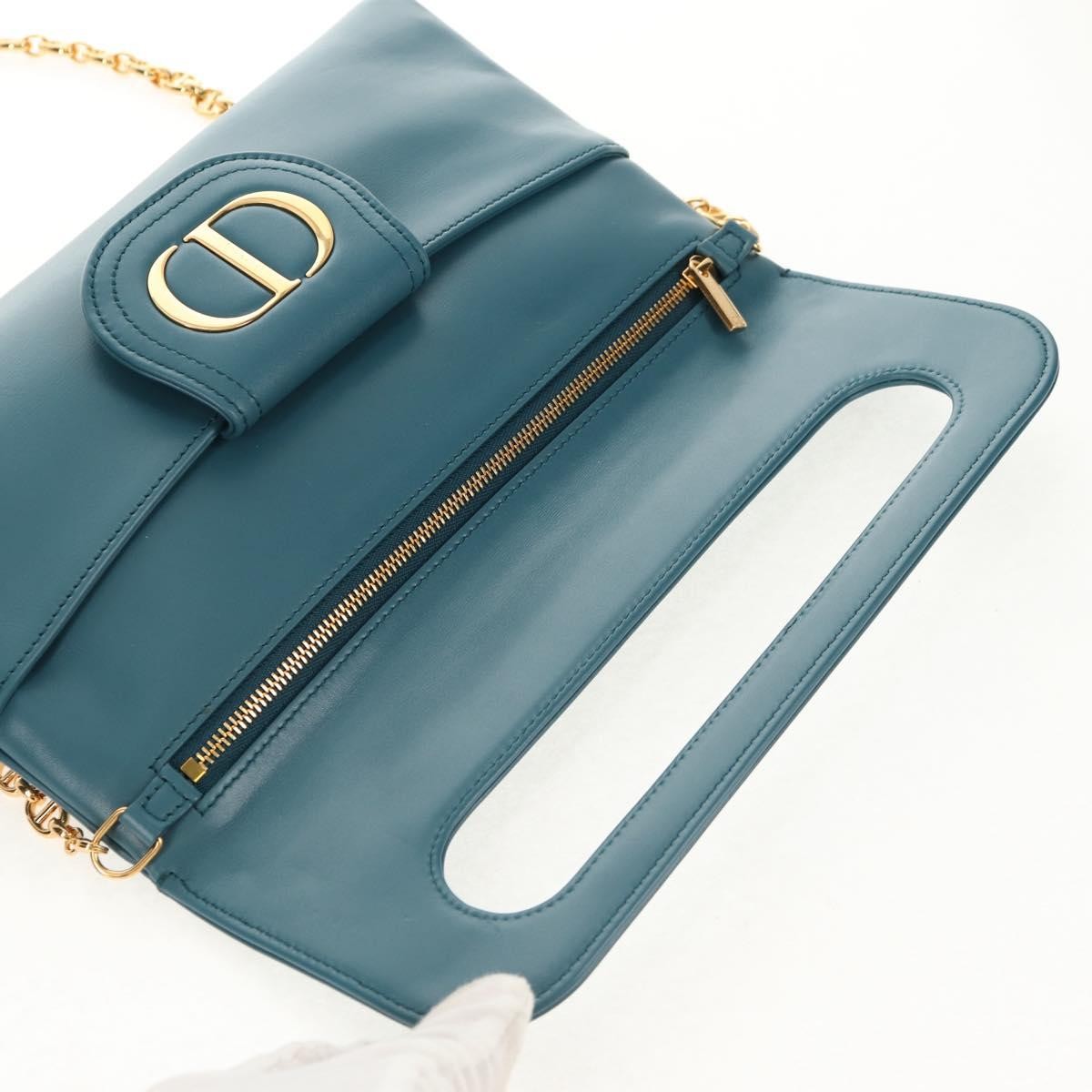 Christian Dior DiorDouble Chain Bag Leather, BLUE, LEATHER, Shoulder bag