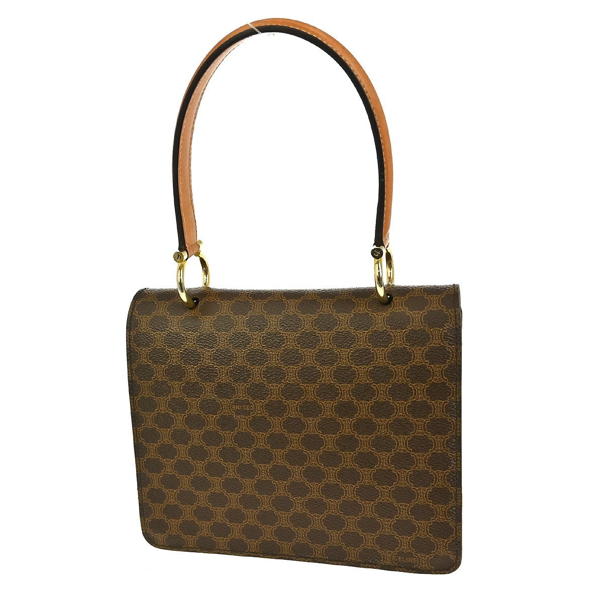 Celine Vintage Macadam Handbag Canvas, BROWN, CANVAS, Handbag