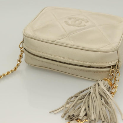 Chanel Camera CC Tassel Bag Leather, BEIGE, LEATHER, Crossbody bag