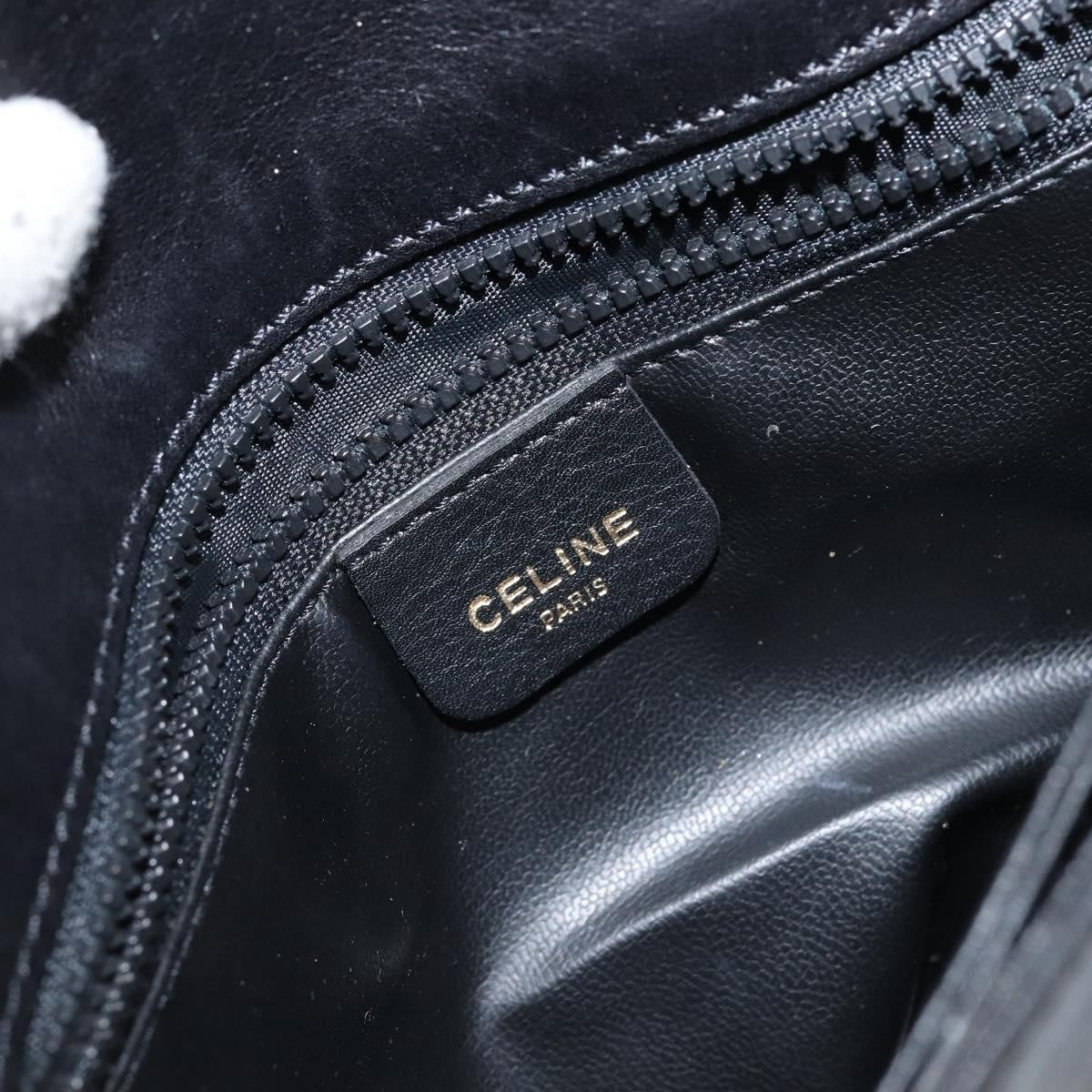 Celine Vintage Flap Shoulder Bag Leather, NAVY, LEATHER, Shoulder bag