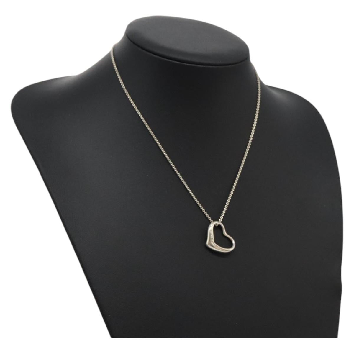 Tiffany & Co. Elsa Peretti Open Heart Pendant Necklace Sterling Silver, SILVER, SILVER, Necklace