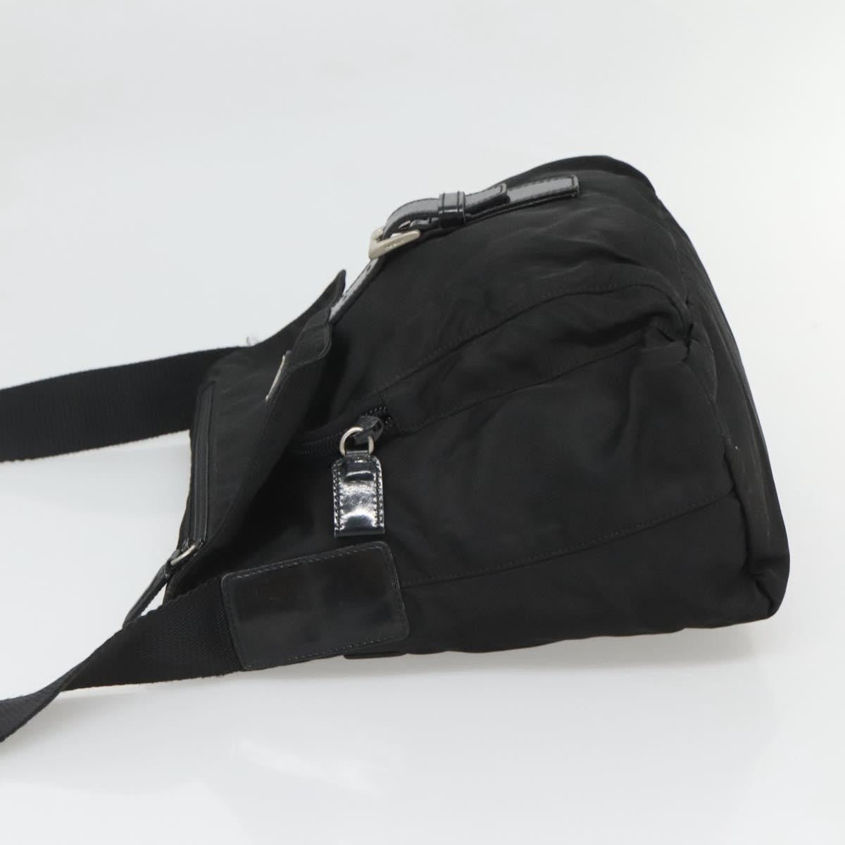 Prada Buckle Messenger Bag Tessuto, BLACK, NYLON, Shoulder bag