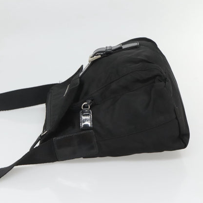 Prada Buckle Messenger Bag Tessuto, BLACK, NYLON, Shoulder bag