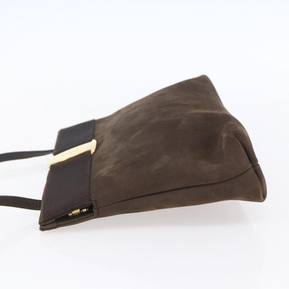 Salvatore Ferragamo Vala Shoulder Bag Suede, BROWN, SUEDE, Shoulder bag