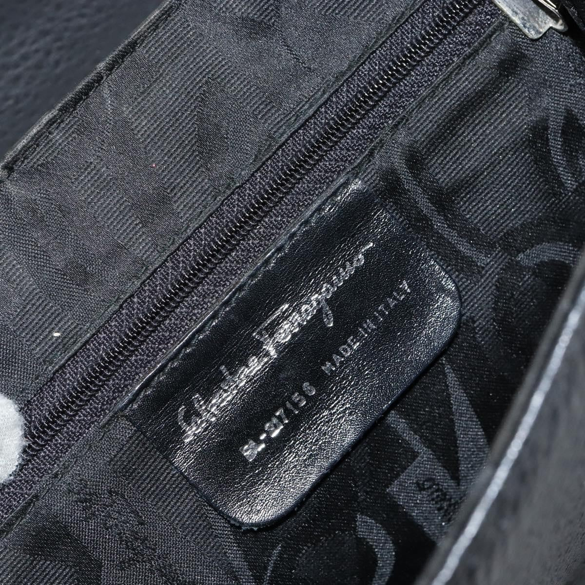 Salvatore Ferragamo Gancini Shoulder Bag Leather, BLACK, LEATHER, Shoulder bag