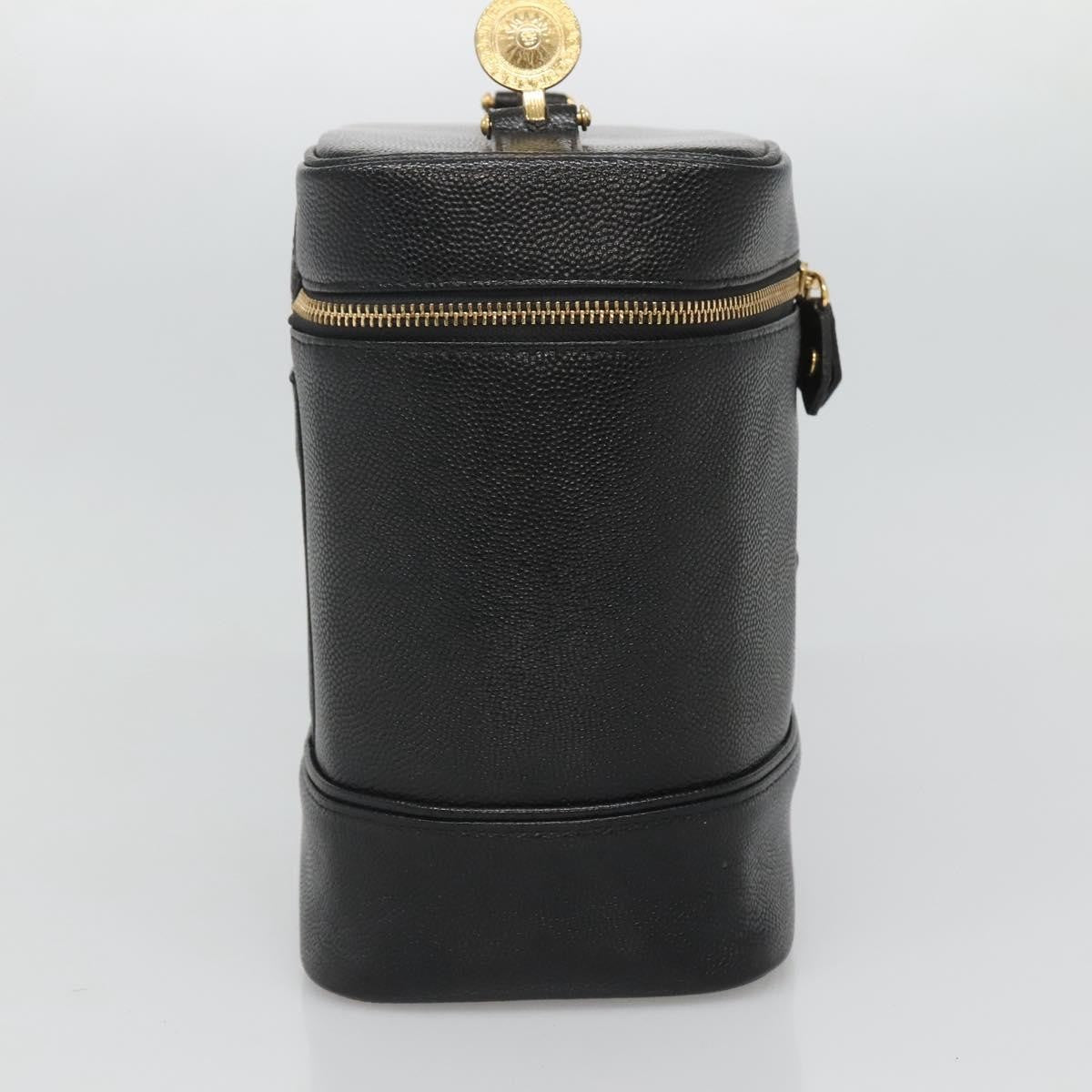 Versace Vanity Hand Bag Leather, BLACK, LEATHER, Handbag
