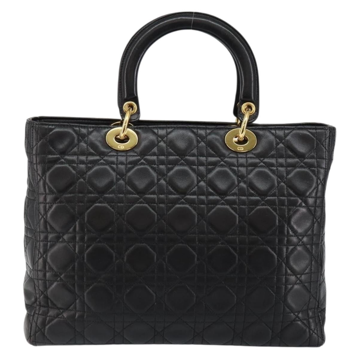 Christian Dior Vintage Lady Dior Bag Cannage Quilt Lambskin, BLACK, LEATHER, Handbag