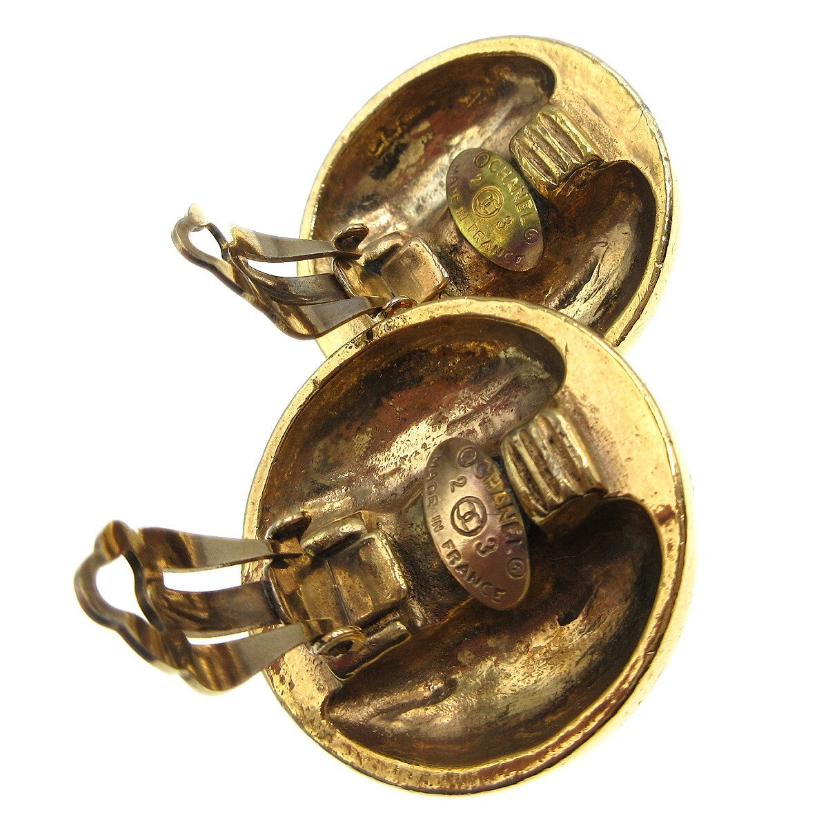 Chanel CC Round Earrings Metal and Crystal, GOLD, GOLD_PLATED, Earrings