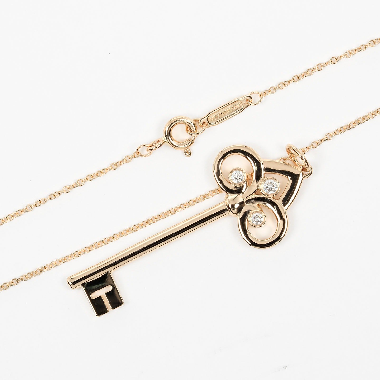 Tiffany & Co. Fleur de Lis Key Pendant Necklace 18K Pink gold and Diamonds, GOLD, PINK_GOLD, Necklace