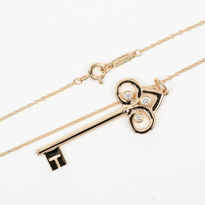 Tiffany & Co. Fleur de Lis Key Pendant Necklace 18K Pink gold and Diamonds, GOLD, PINK_GOLD, Necklace