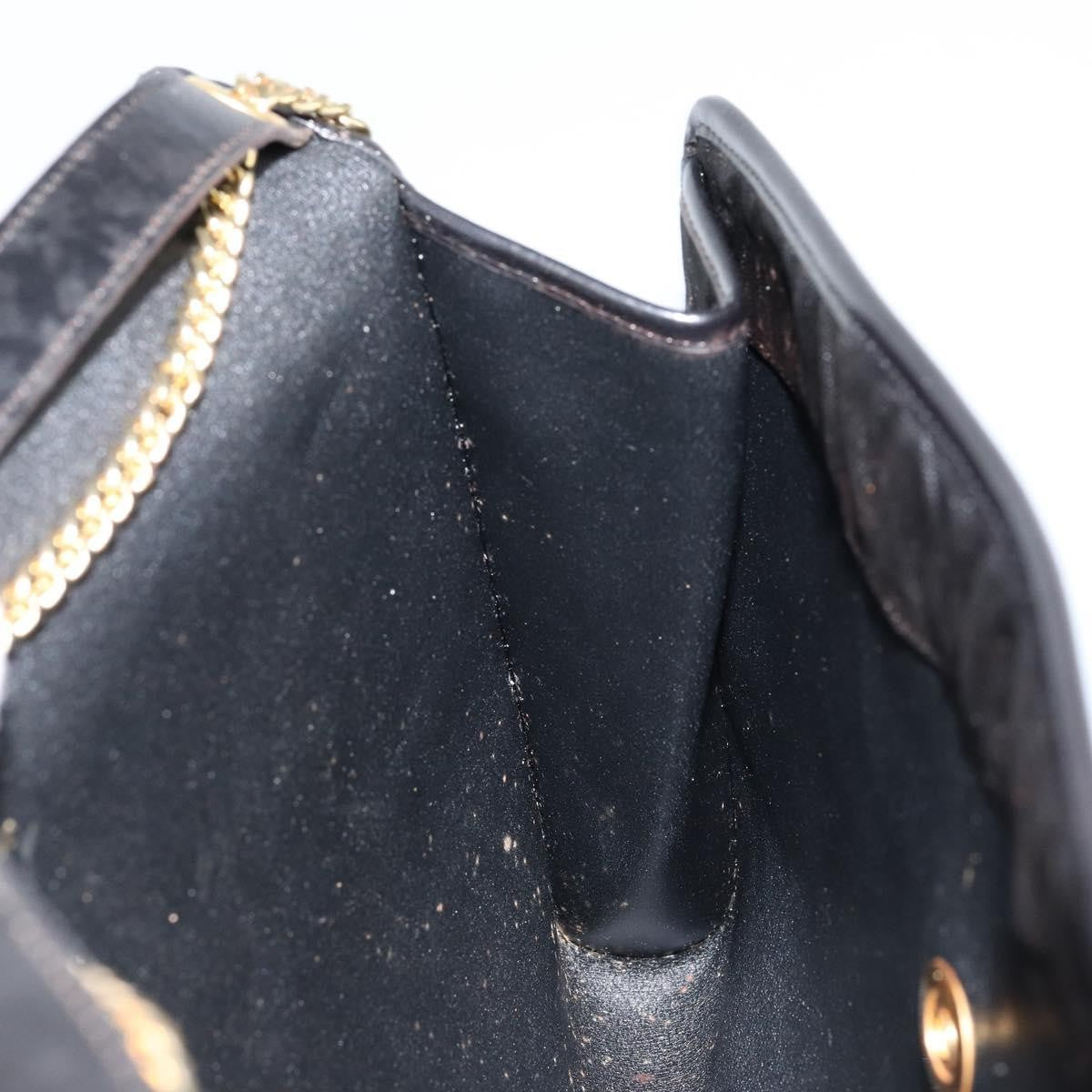 Christian Dior Vintage CD Chain Flap Shoulder Bag Diorissimo Canvas, BLACK, NYLON, Shoulder bag