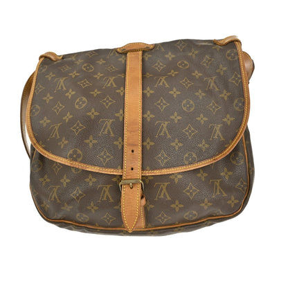 Louis Vuitton Saumur Handbag Monogram Canvas, BROWN, CANVAS, Shoulder bag