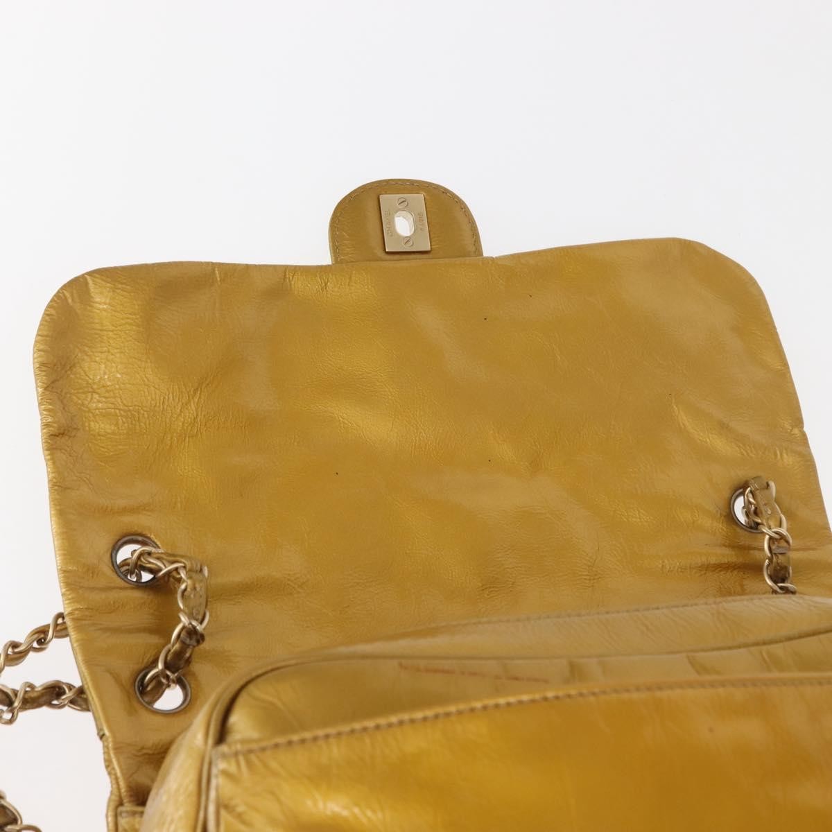 Chanel Luxe Ligne Flap Bag Patent, GOLD, LEATHER, Handbag