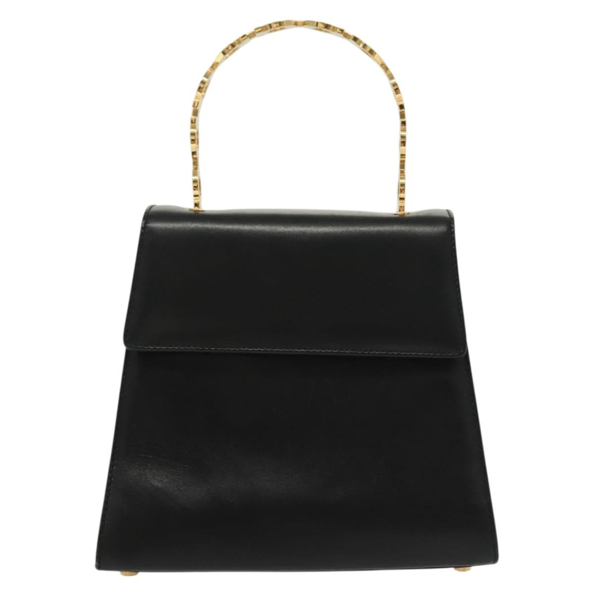 Salvatore Ferragamo Vintage Gancini Convertible Top Handle Bag Leather, BLACK, LEATHER, Handbag