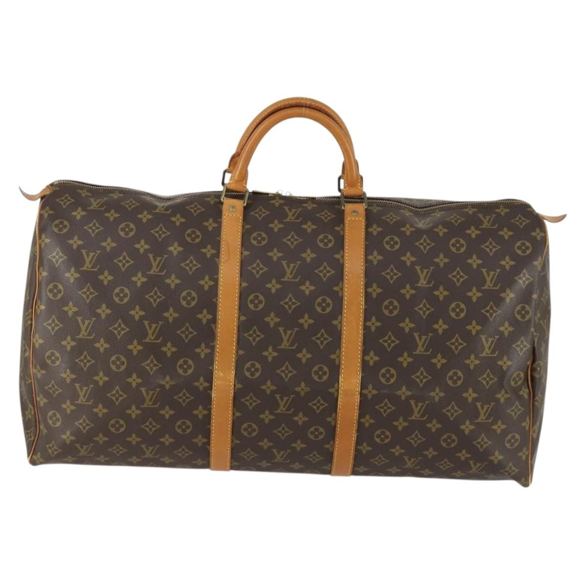 Louis Vuitton Keepall Bag Monogram Canvas, BROWN, CANVAS, Travel bag