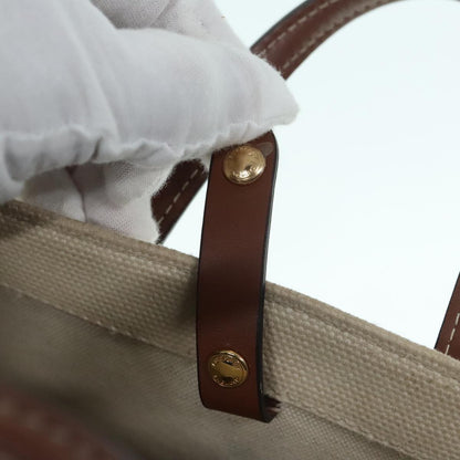 Burberry Freya Shopping Tote Canvas with Leather, ECRU, CANVAS, Handbag