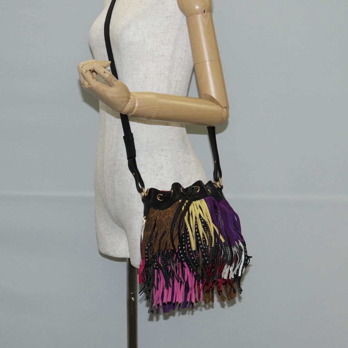 Saint Laurent Fringe Emmanuelle Bucket Bag Multicolor Leather, MULTICOLOUR, LEATHER, Shoulder bag