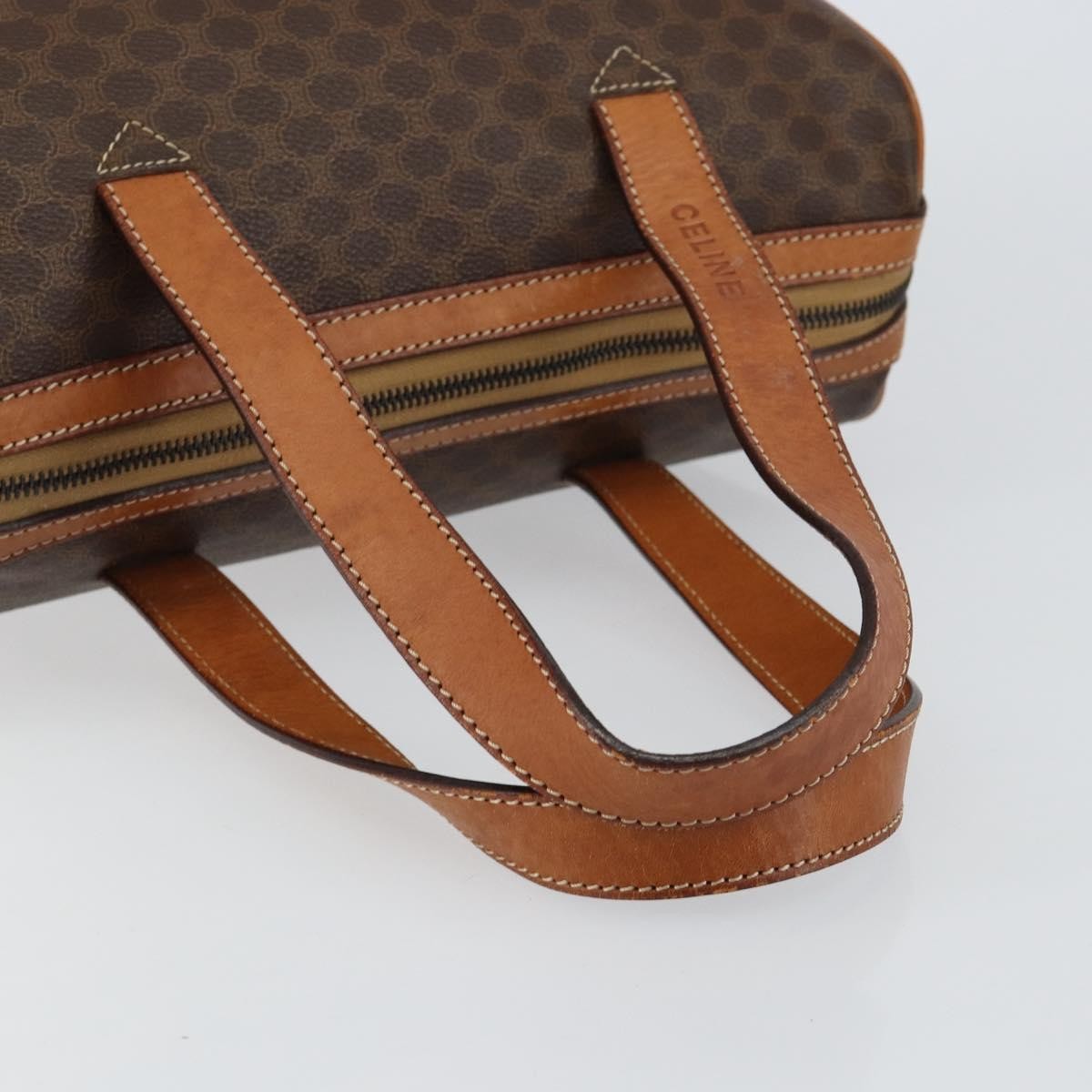 Celine Macadam Handbag Macadam with leather, BROWN, CANVAS, Shoulder bag