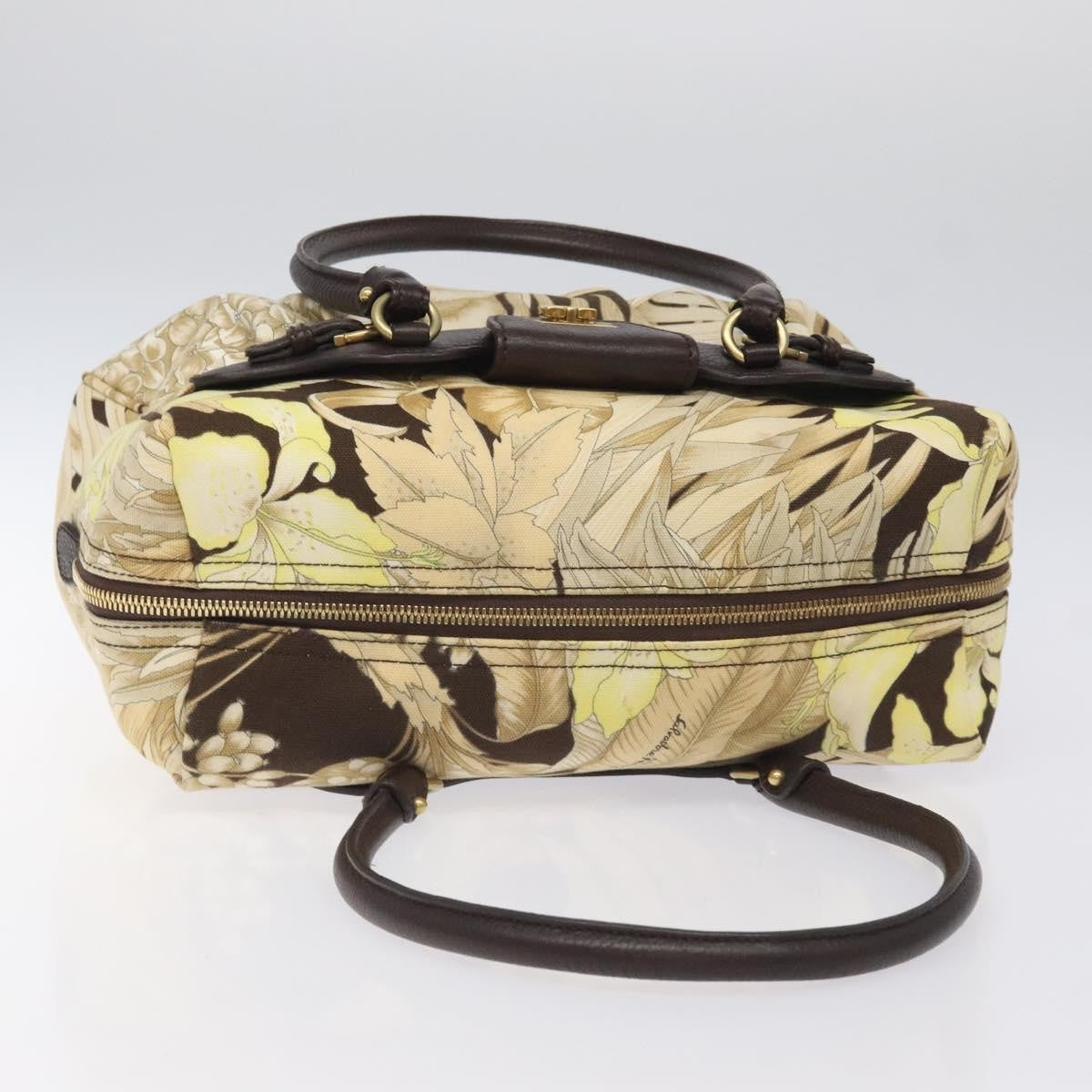 Salvatore Ferragamo Gancini Shoulder Bag Canvas, BEIGE, CANVAS, Shoulder bag