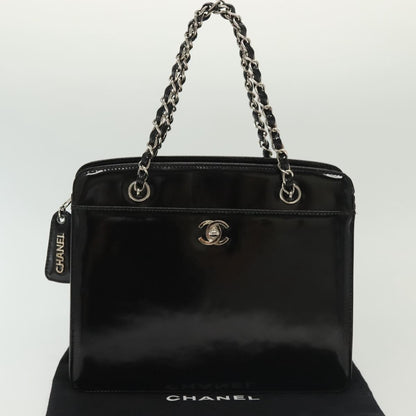 Chanel Vintage CC Lock Pocket Chain Tote Patent, BLACK, PATENT_LEATHER, Handbag