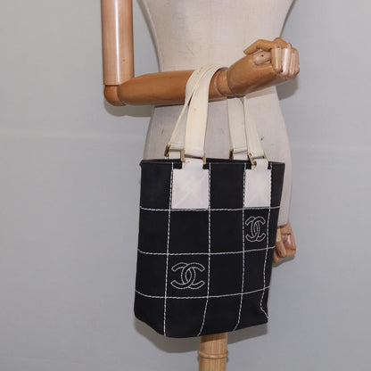 Chanel Chocolate Bar CC Logo Tote Canvas, BLACK, CANVAS, Tote bag