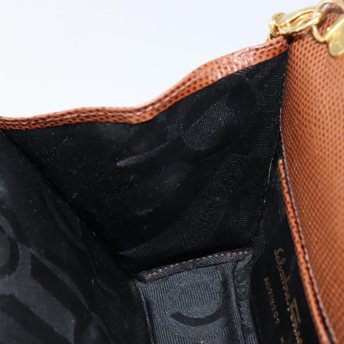 Salvatore Ferragamo Vala Shoulder Bag Embossed Leather, BROWN, LEATHER, Shoulder bag