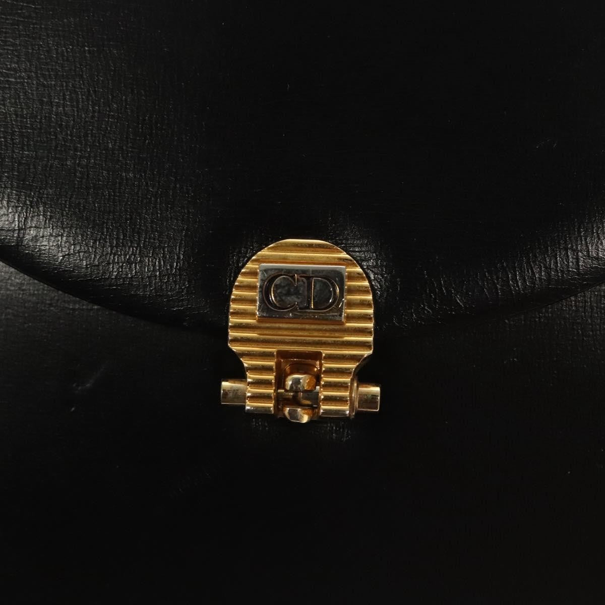 Christian Dior Vintage Chain Flap Shoulder Bag Leather, BLACK, LEATHER, Shoulder bag