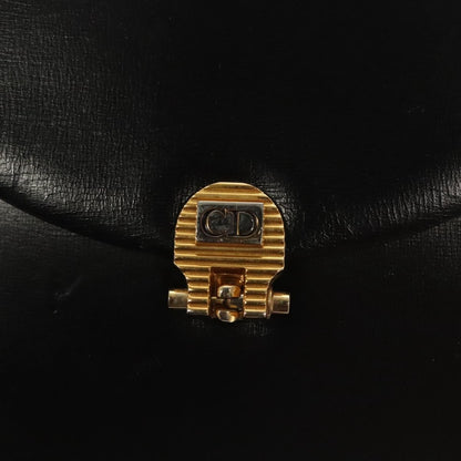 Christian Dior Vintage Chain Flap Shoulder Bag Leather, BLACK, LEATHER, Shoulder bag