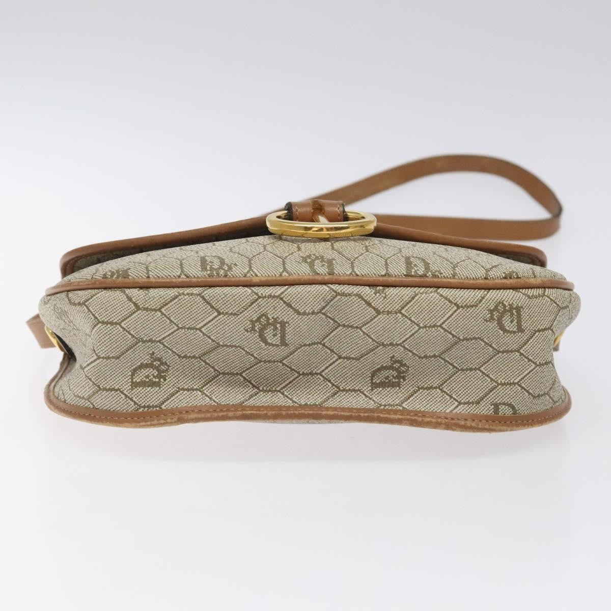 Christian Dior Vintage Honeycomb Flap Crossbody Bag Coated Canvas, BEIGE, CANVAS, Crossbody bag