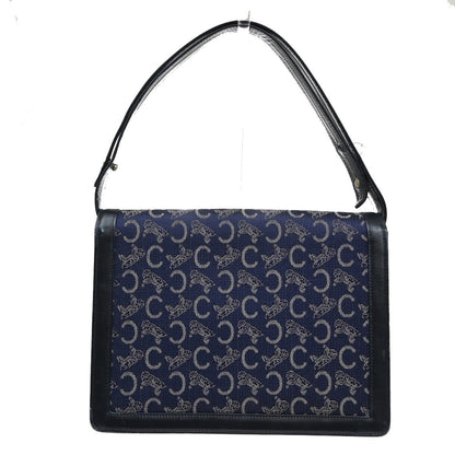 Celine Horse Carriage Shoulder bag Canvas and Leather, Navy, Canvas, Shoulder Bag