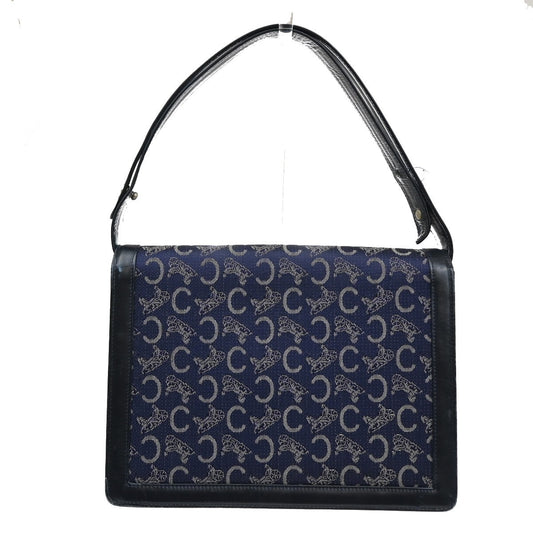 Celine Horse Carriage Shoulder bag Canvas and Leather, Navy, Canvas, Shoulder Bag