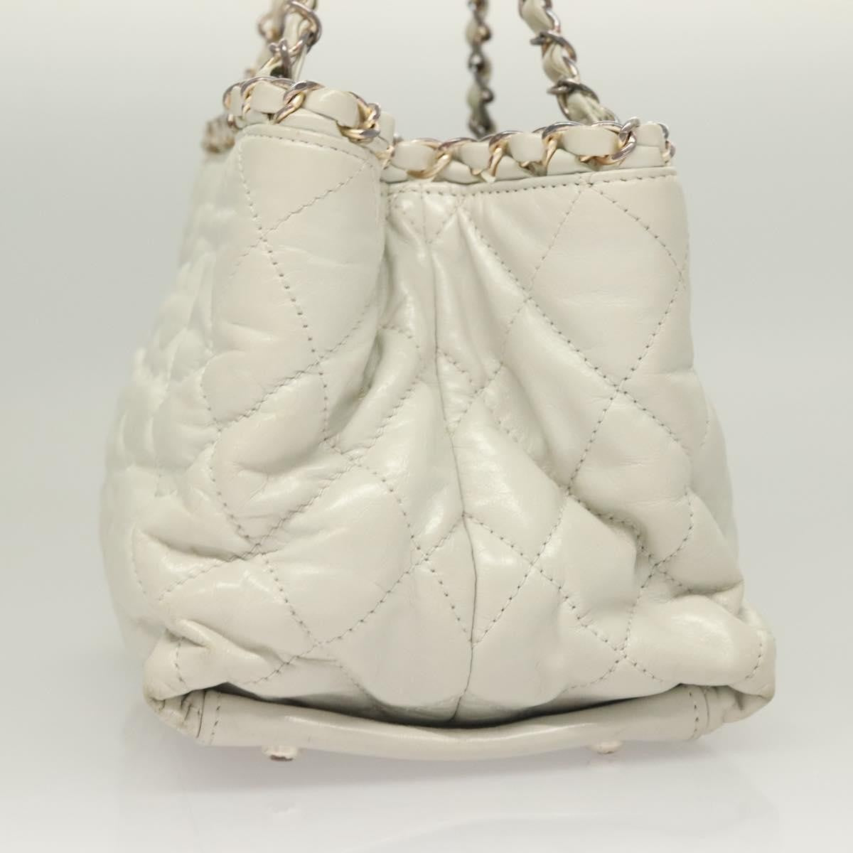 Chanel Chain Me Tote Quilted Calfskin, WHITE, LEATHER, Tote bag