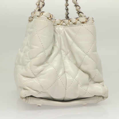 Chanel Chain Me Tote Quilted Calfskin, WHITE, LEATHER, Tote bag