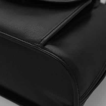 Celine Circle Logo Handbag Leather, BLACK, LEATHER, Handbag