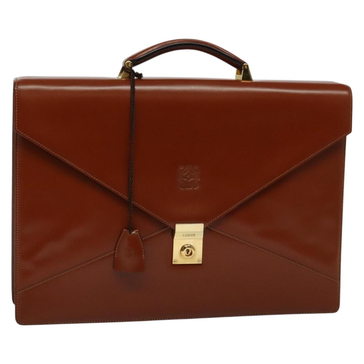 Loewe Anagram Business Leather, BROWN, LEATHER, Briefcase