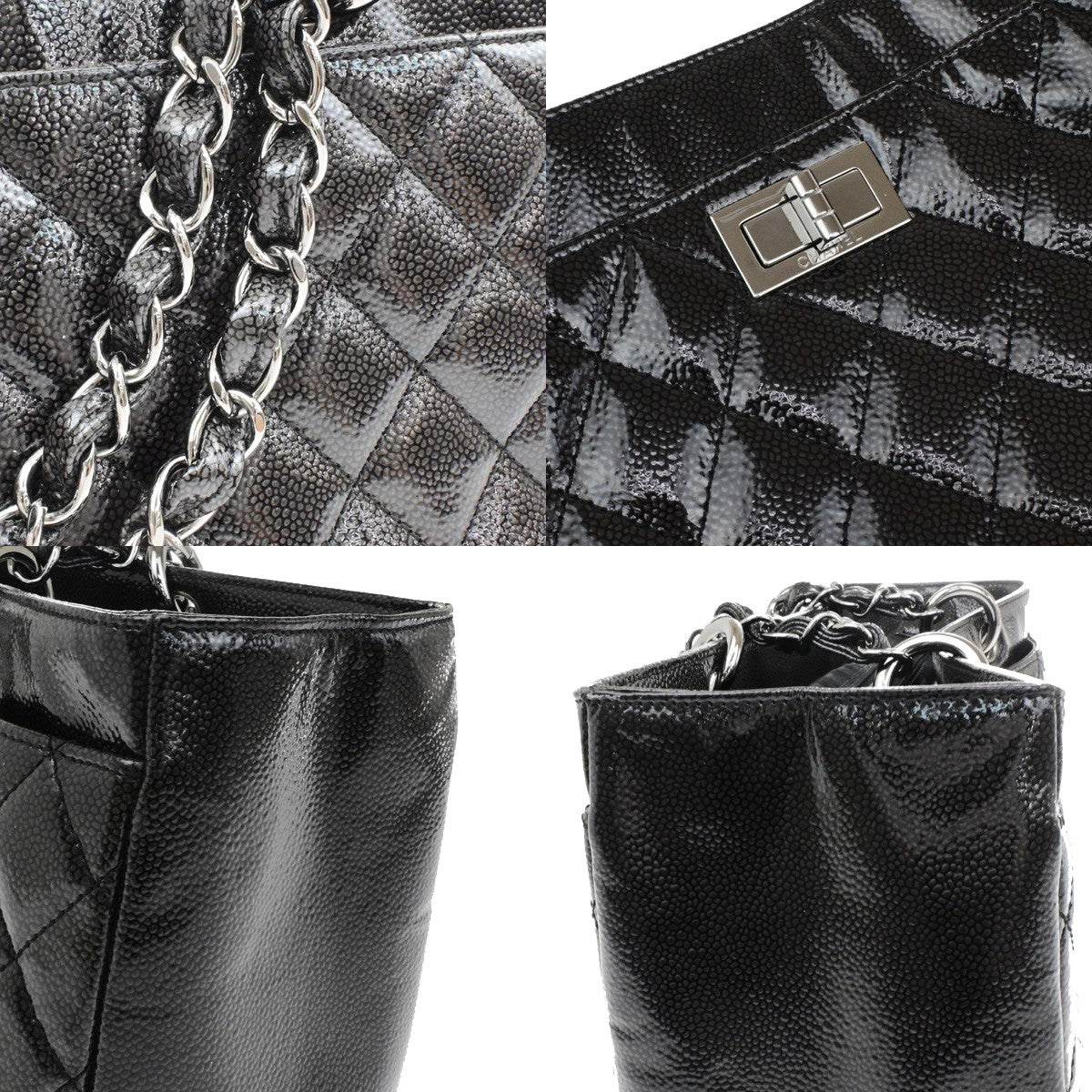 Chanel Reissue 2.55 Tote Quilted Patent, BLACK, PATENT_LEATHER, Tote bag