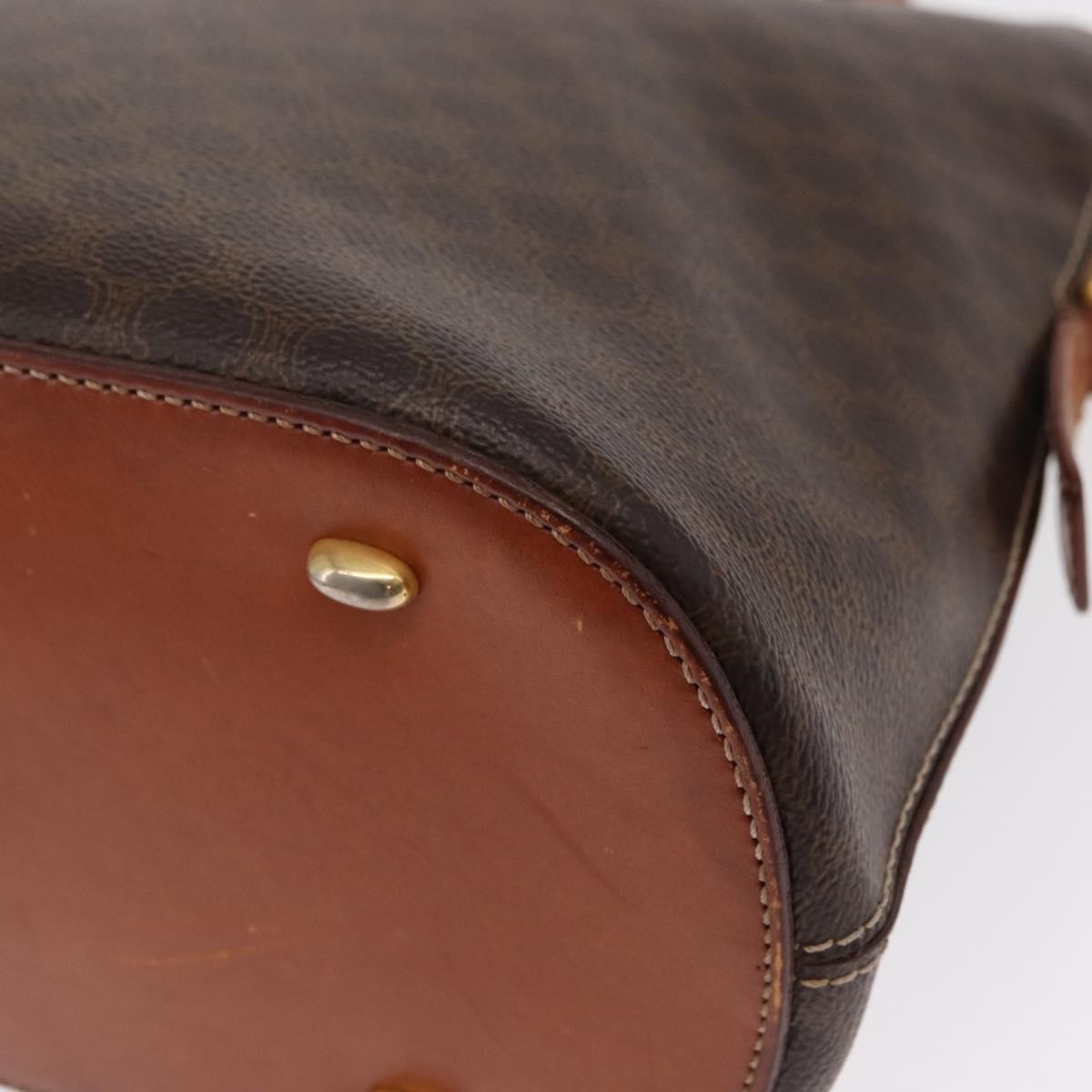 Celine Vintage Macadam Handbag Canvas and Leather, BROWN, CANVAS, Handbag